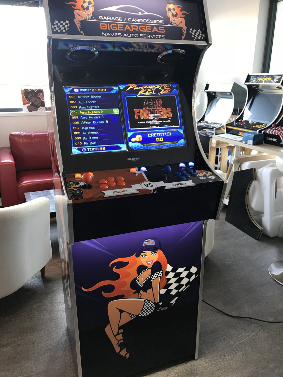borne arcade garage personnalisée